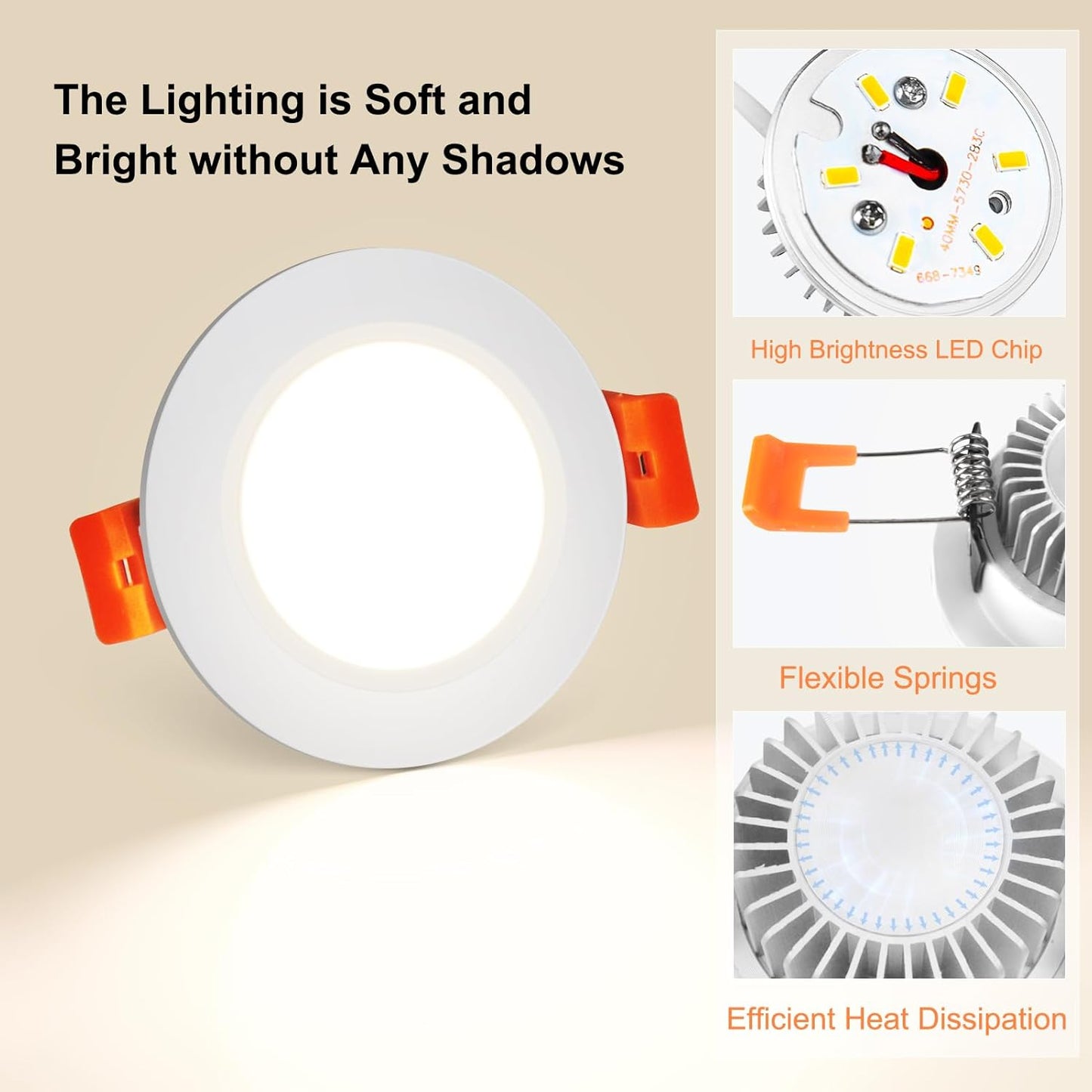 YGS-Tech 2 Inch LED Recessed Lighting, Dimmable Downlight 3W(35W Halogen Equivalent), CRI80, 4000K Natural White Ceiling Light with LED Driver (24 Pack)