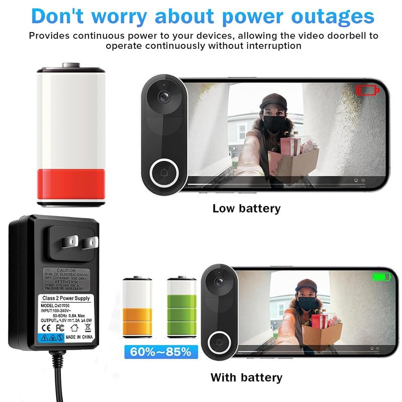 18V Video doorbell Power Adapter for Video Doorbell, Ring Video Doorbell Pro and Ring Video Doorbell 2,Transformer Compatible with Zmodo Smart Doorbell and Nest Hello Doorbell(16.5Ft Cord Black)