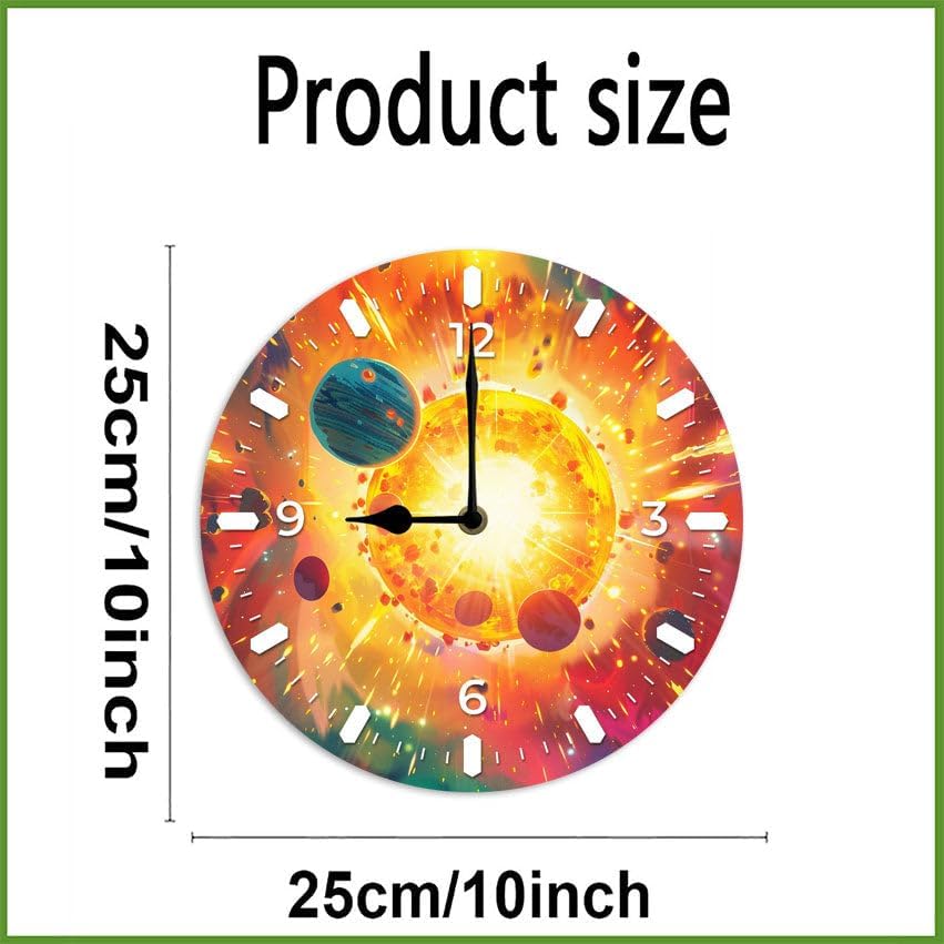 10 in Cosmic Connection -4 Wood Wall Clock – Digital Time Display, Smart Home Compatible for Bedside or Workspace
