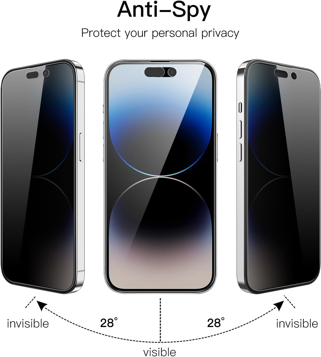 JETech Privacy Full Coverage Screen Protector for iPhone 14 Pro 6.1-Inch with Camera Lens Protector, Anti-Spy Tempered Glass Film, 2-Pack Each