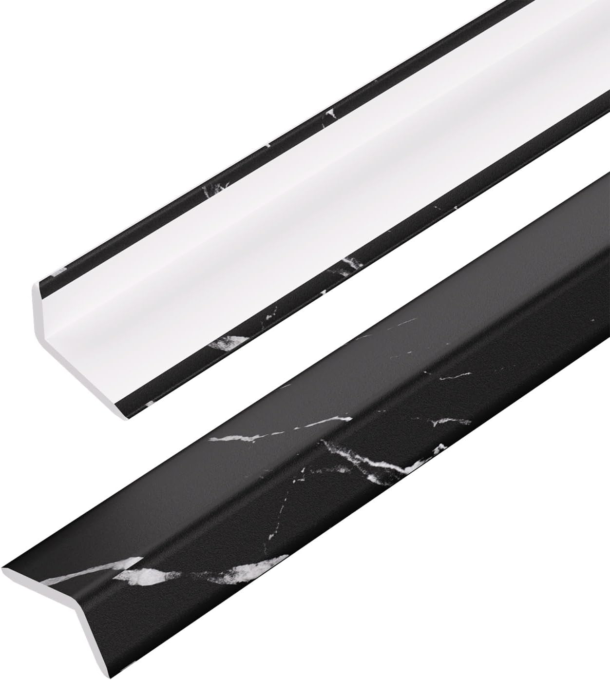 OUZUGIE 8-Pack 57 Inches, WPC Slat Wall Panel Trim,Corner Guard for Low Grille (Black Marble-1)