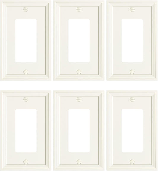 6-Pack Decorator Outlet Cover Plate, Light Almond Modern Decorative Switch Plates and Outlet Covers, Natural Bamboo Fiber Wall Plates for Electrical Outlets