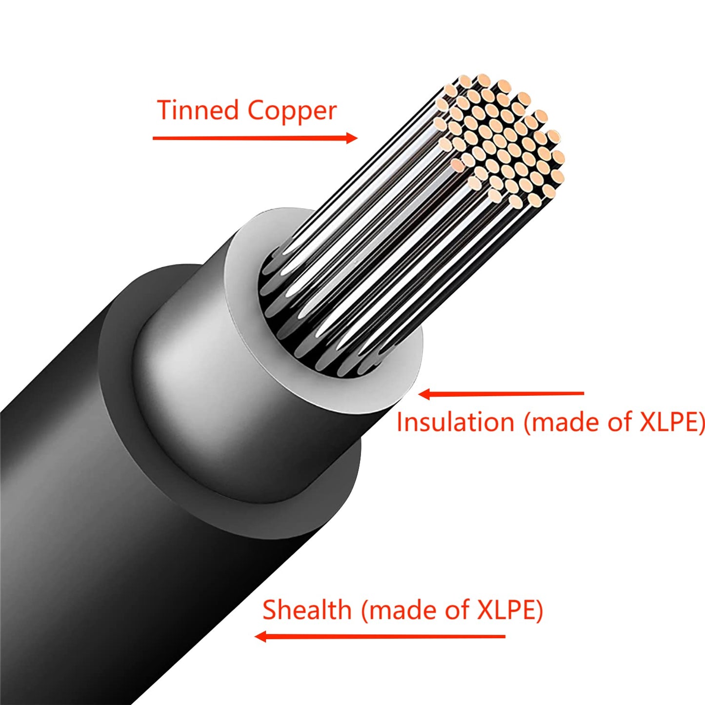 Solar Cable 10 Feet 2x12 AWG Twin Wire Solar Extension Cable, Copper Strand with Female and Male Connectors on Single end, Solar Panel Cable Wire & Adaptor for Home, Shop and RV Solar Panels