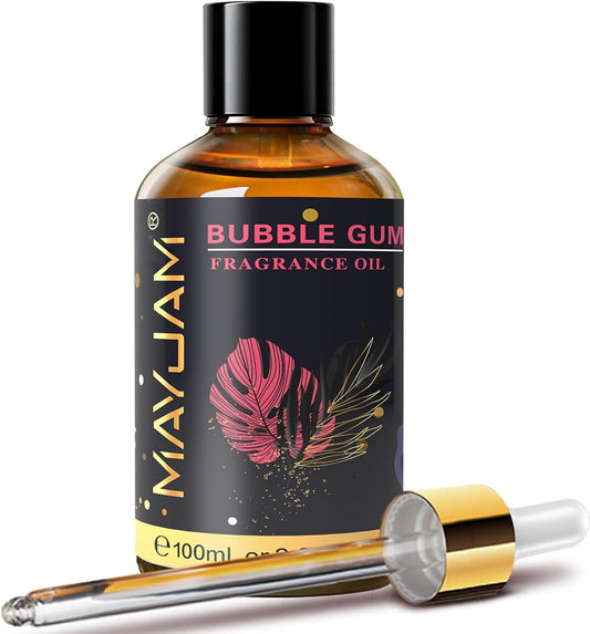 MAYJAM 100ML/3.38FL.OZ Bubble Gum Fragrance Oils with Glass Dropper, Essential Oils for Diffusers for Home, Long Lasting Scented Oils for Diffusers Soap Candle Making