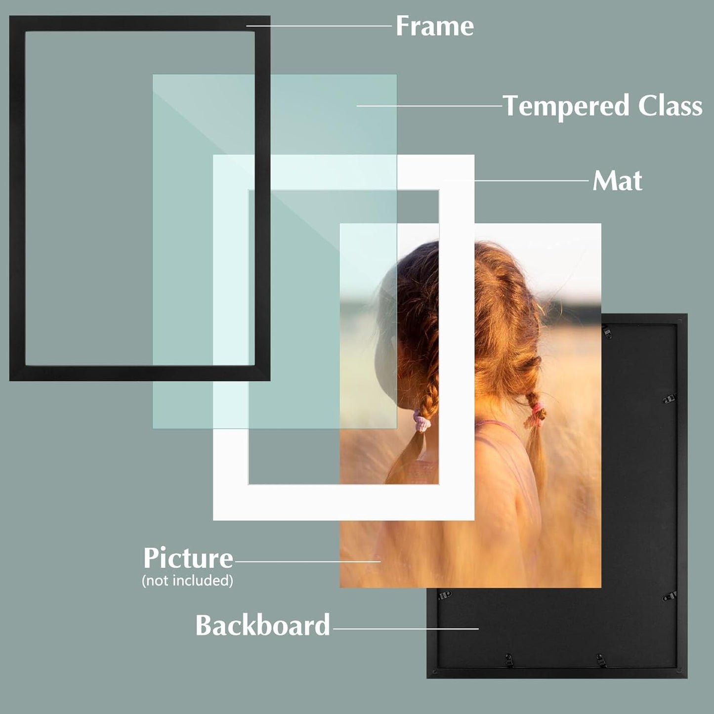 Golden State Art, 13x19 Picture Frame With Mat for 11x17 - High Definition Glass Wall Mounting Horizontal Vertical Display (Black, 1 Pack)