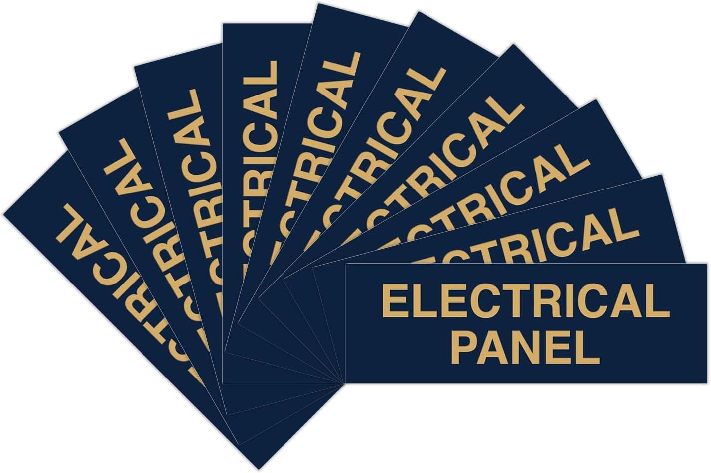 All Quality Basic Electrical Panel Sign - Fire Regulation Safety Compliance Sign - Blue/Gold - Small (10 Pack)