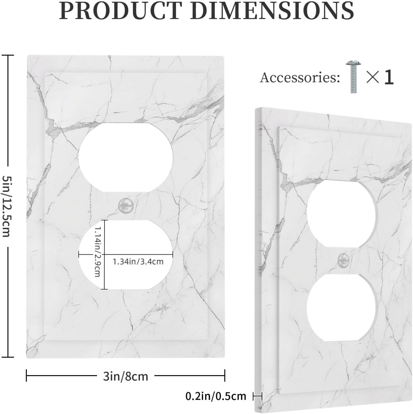 Outlet Covers White Grey Abstract Modern Marble 1 Gang Duplex Light Switch Cover Decorative Switch Plates Electrical Receptacle Faceplate Wall Plate for Bathroom Kitchen Decor