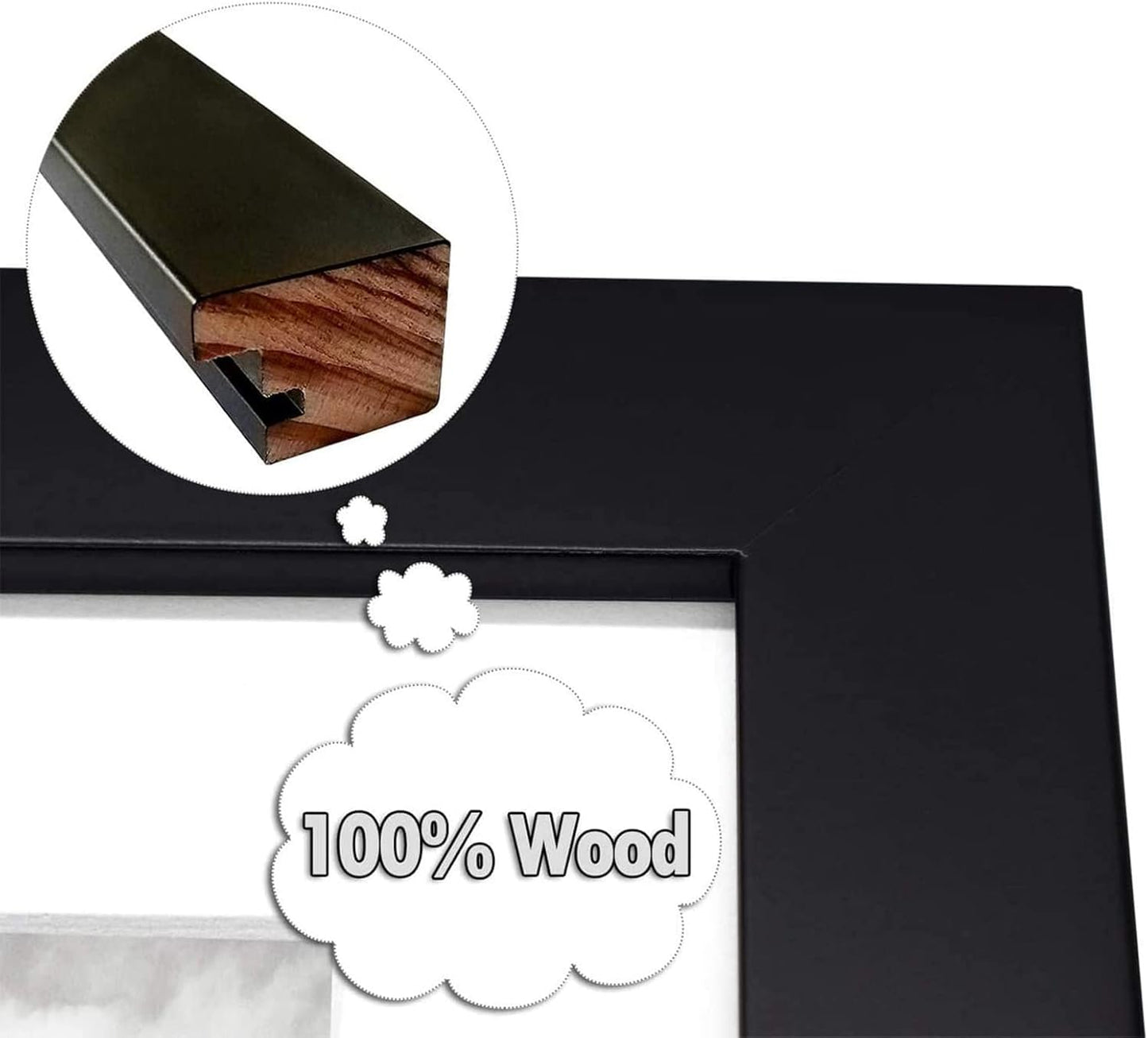Golden State Art, 9x18 Black Wood Frame - White Mat for Three 5x7 Pictures - Sawtooth Hangers- Swivel Tabs - Wall Mounting - Landscape/Portrait - Real Glass - Collage Frame
