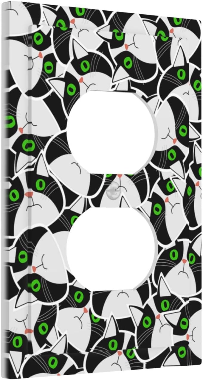 Funny Cat Wacky Kitty 1 Gang Duplex Receptacle Switch Wall Plate Decorative Switchplate Outlet Covers Electrical Plug Cover Faceplate for Bathroom Home Decor 5 X 3 IN