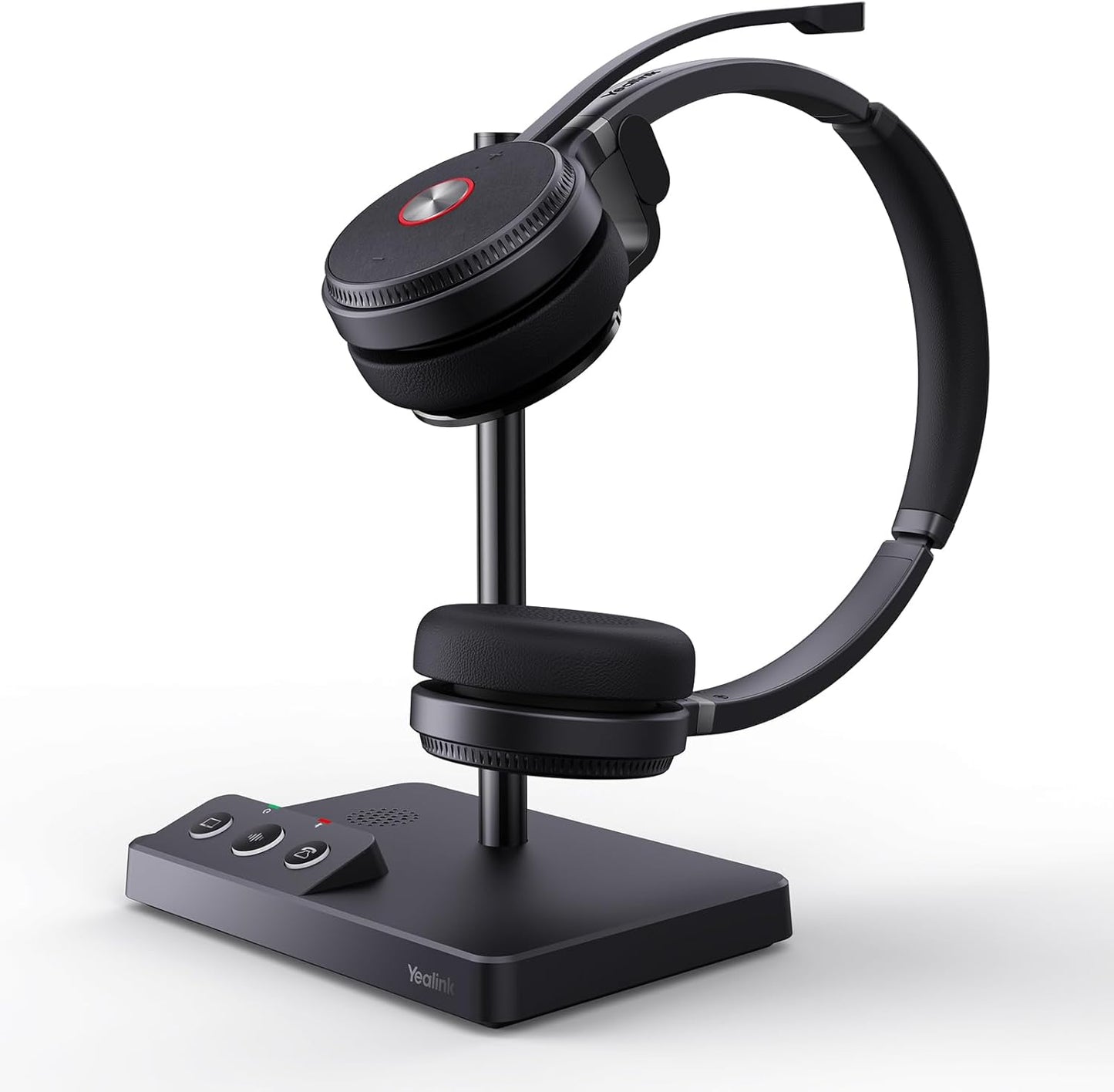 Yealink WH62 Dual UC DECT Wireless Headset, 525 ft Long Range, Work Headphones with Base, 2X Noise Canceling Mic for IP Phone and Computer, Office Headsets Call Control, Ringer,14H Talk Time