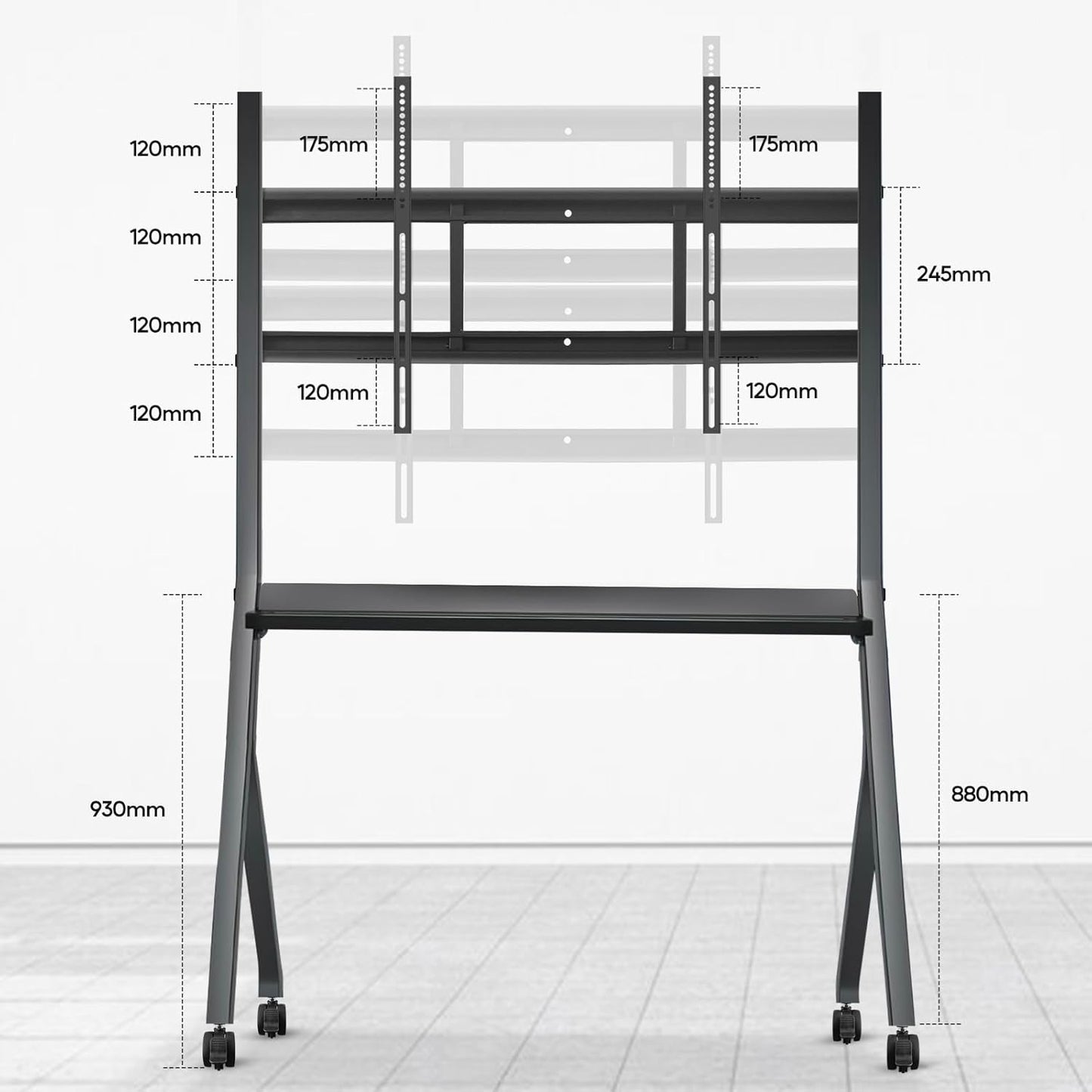 Smart Board Stand for 55-75 Inch Electronic Whiteboard Screens, Lockable Wheels, Portable Design for Classroom, Home, Office