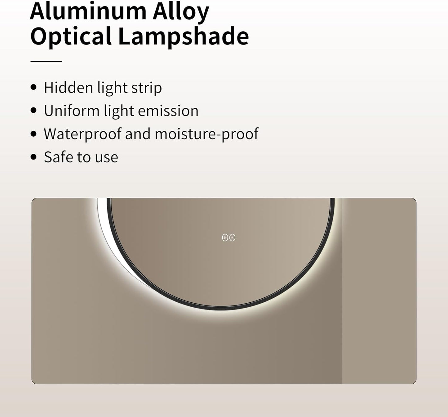 Round LED Bathroom Mirror with Gold Frame, 24V Backlight, 3 Color Temperatures, Dimmable, Memory Function, Defogging (Black Border, 36" L x 36" W)