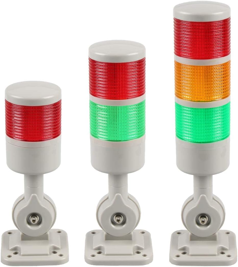 Industrial Signal Tower - Stack Lights, Warning Lights with Rotatable Base, Steady/Flash Switch, 110V/220V AC (1-Layer, No Buzzer)
