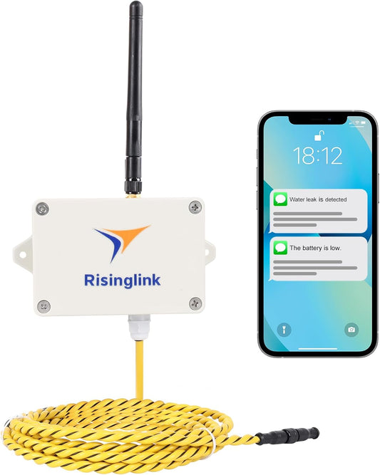Smart Water Leak Detector, Zone Water Detector, WiFi-Enabled with 6.5 ft Sensing Cable, Real-Time Notifications via Text Message, Email, and Audio, Battery Powered