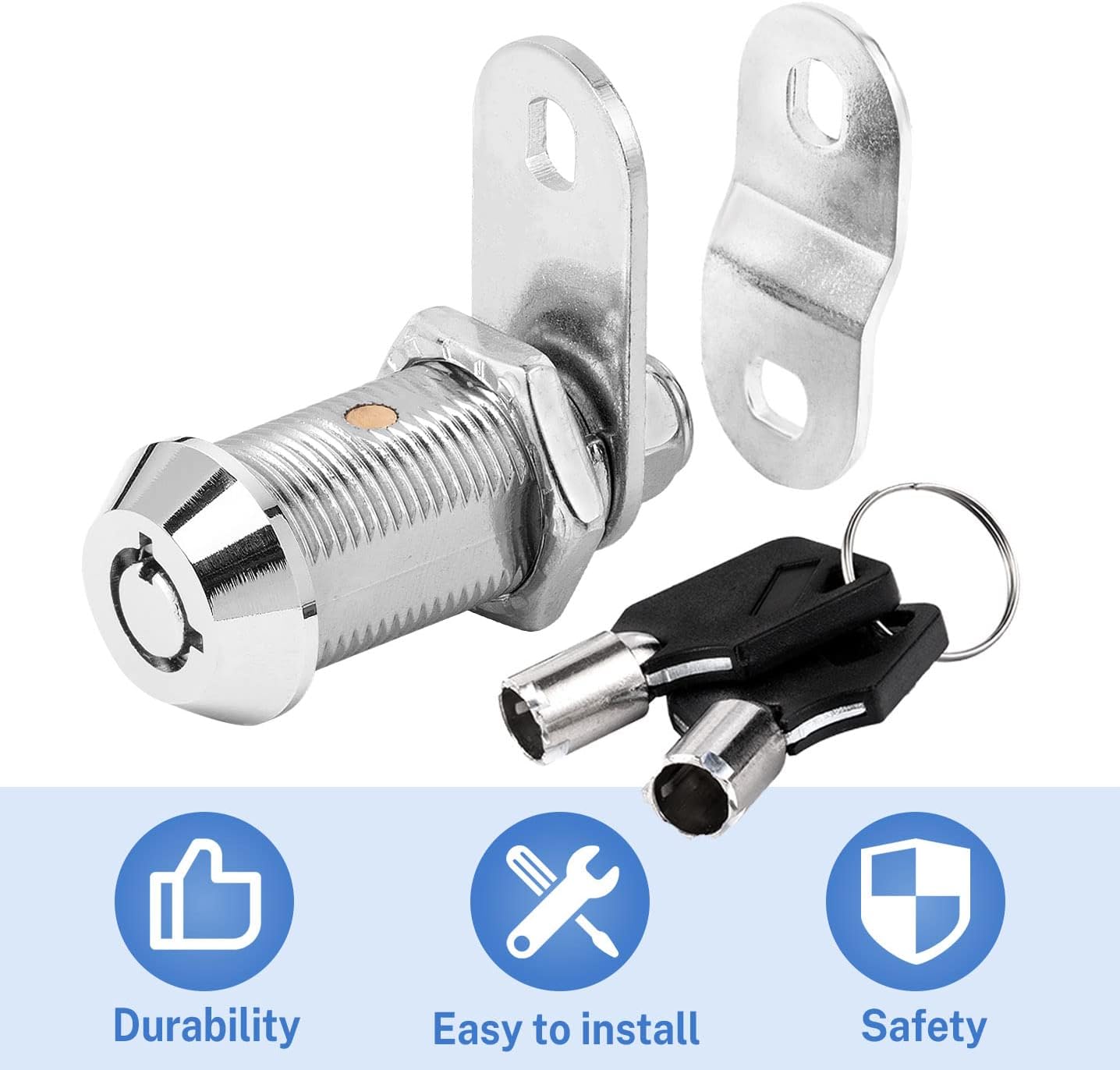 Cam Lock RV Storage Locks Keyed Alike,1-1/8" Fits on 7/8" Max Door Thickness, RV Locks for Compartment Door, Camper, Trailer, Cabinet Locks with Keys(1-1/8 Inch 2Pack)