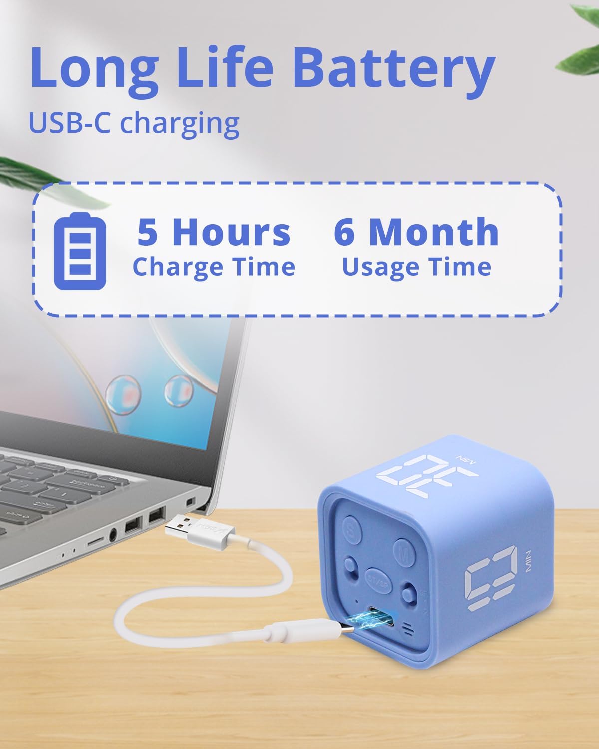 Productivity Timer Flip Gravity Sensor Cube Timer Countdown & Countup,Mute & Vibrate & Sound，5/10/30/60min & Custom Timing, Perfect for ADHD,Work,Learning,Kitchen Cooking (1Blue)
