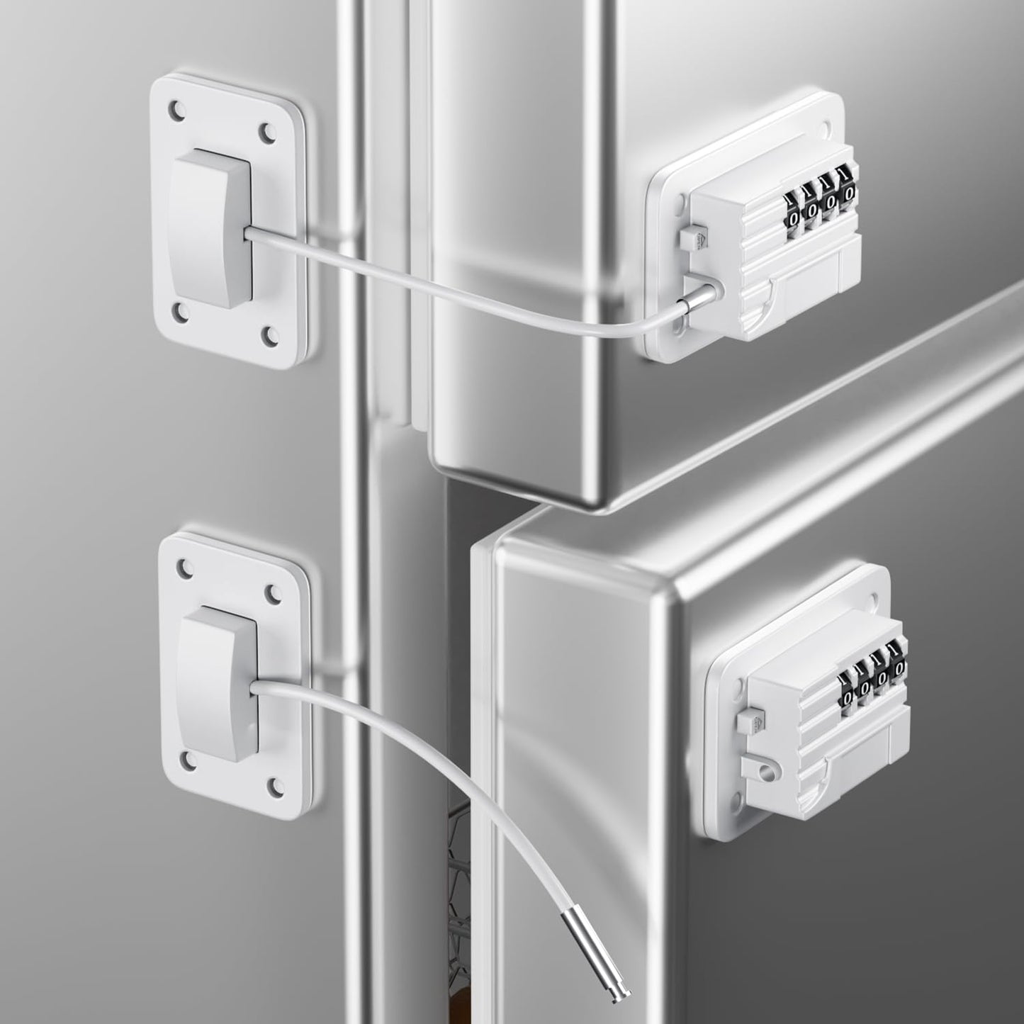 Refrigerator Lock, Heavy Duty Fridge Locks for Kids, Freezer Lock with Combination for Refrigerator Drawer Cabinet Safety, Easy to Install No Keys Needed White, 2 Packs