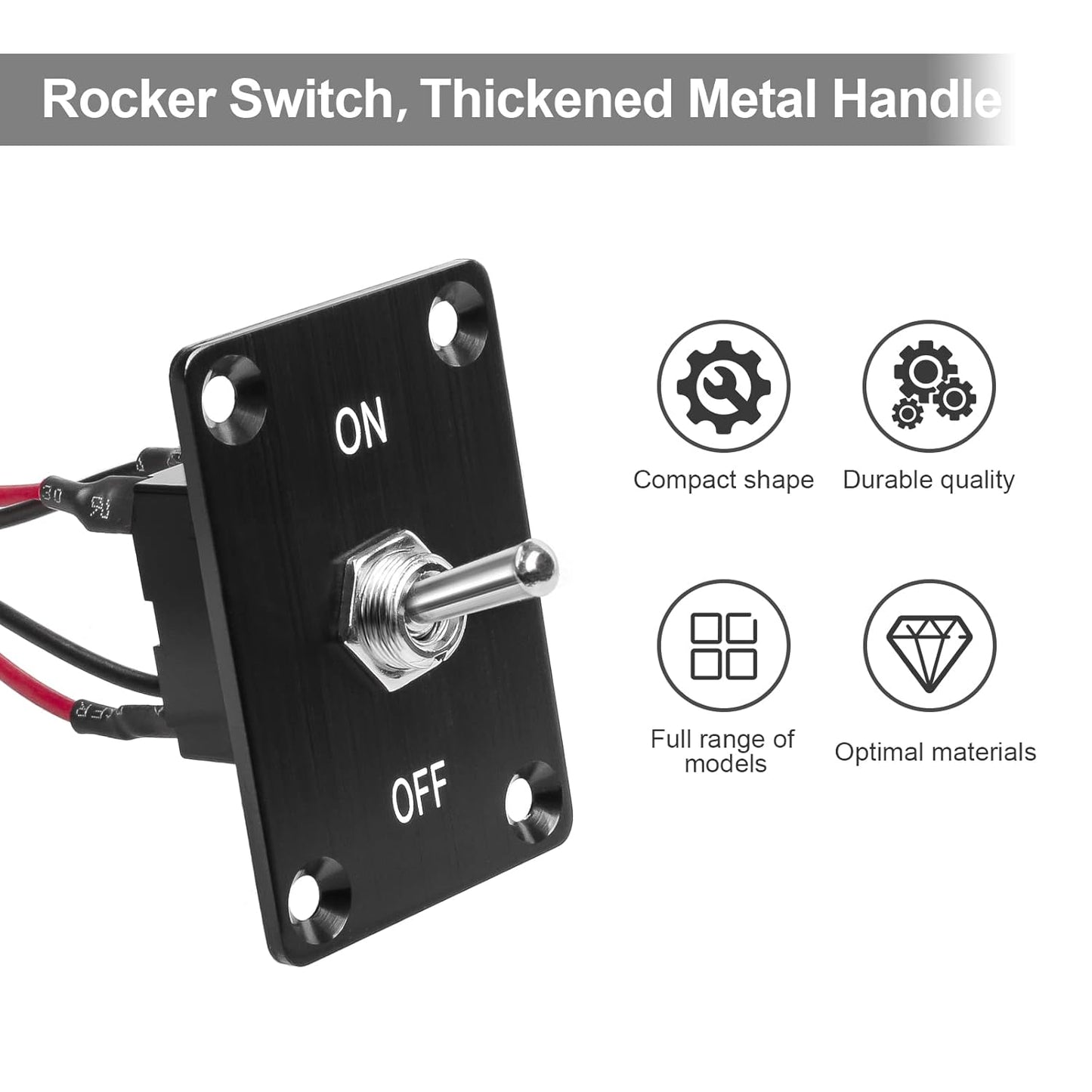 Button Switch Rocker Switch Toggle Switch Four Pin Two Position ON/Off Prewired Power Transfer Switch with Mounting Plate,Waterproof Cap.
