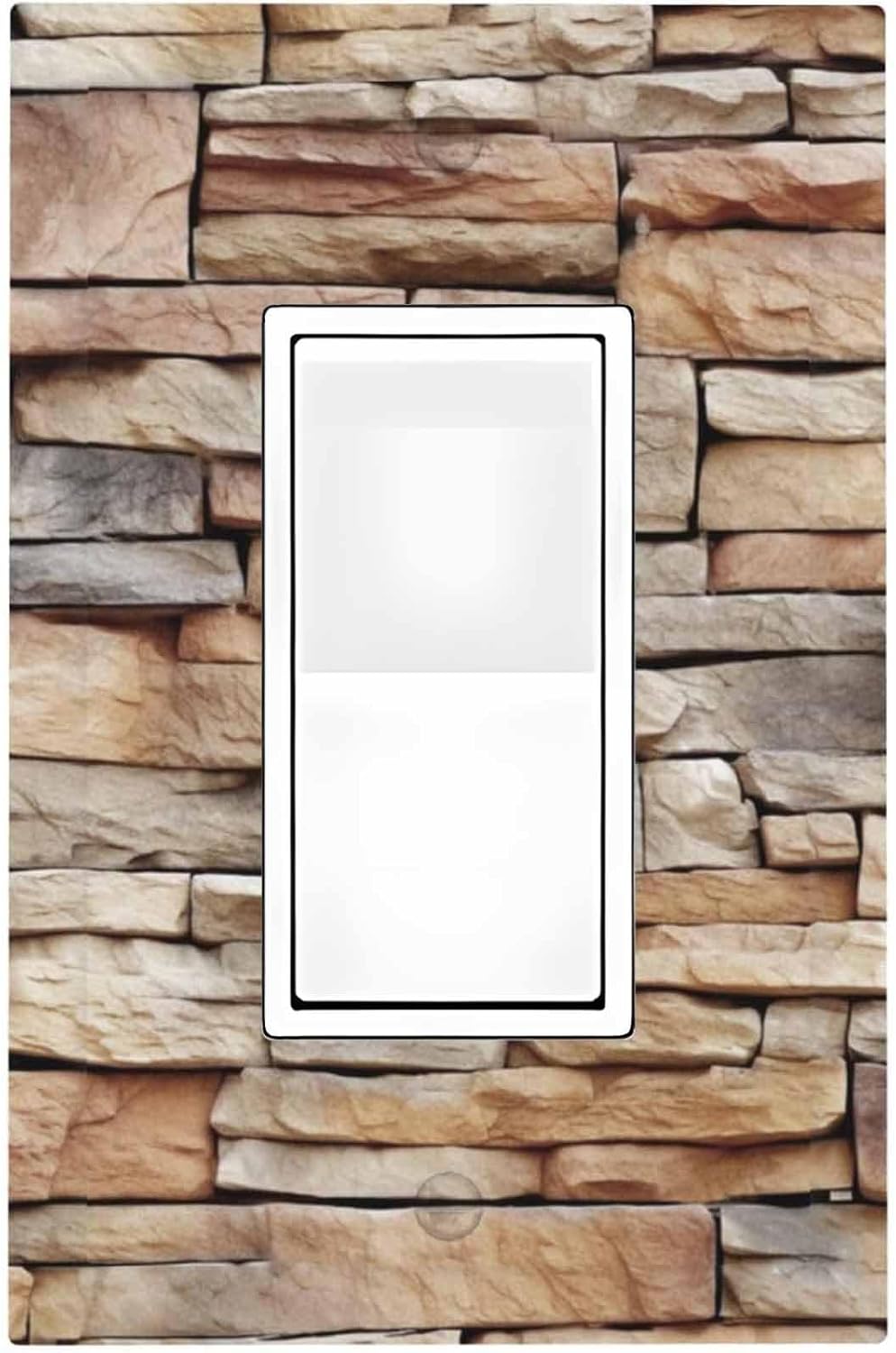 Decorative Outlet Covers Stone Textured Brown Brick Natural Stone 1 Gang Single Rocker Light Switch Cover Plate Wall Plates Gfci Faceplate For Farmhouse Cabin Decor