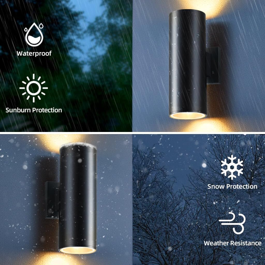 SHIMR Modern Outdoor Wall Lights Color Changing, RGBCW Smart Outdoor Lights Ambiance Sconce with Remote Control, Black Aluminum Exterior Lighting Fixtures Up and Down Lights [ETL Listed]