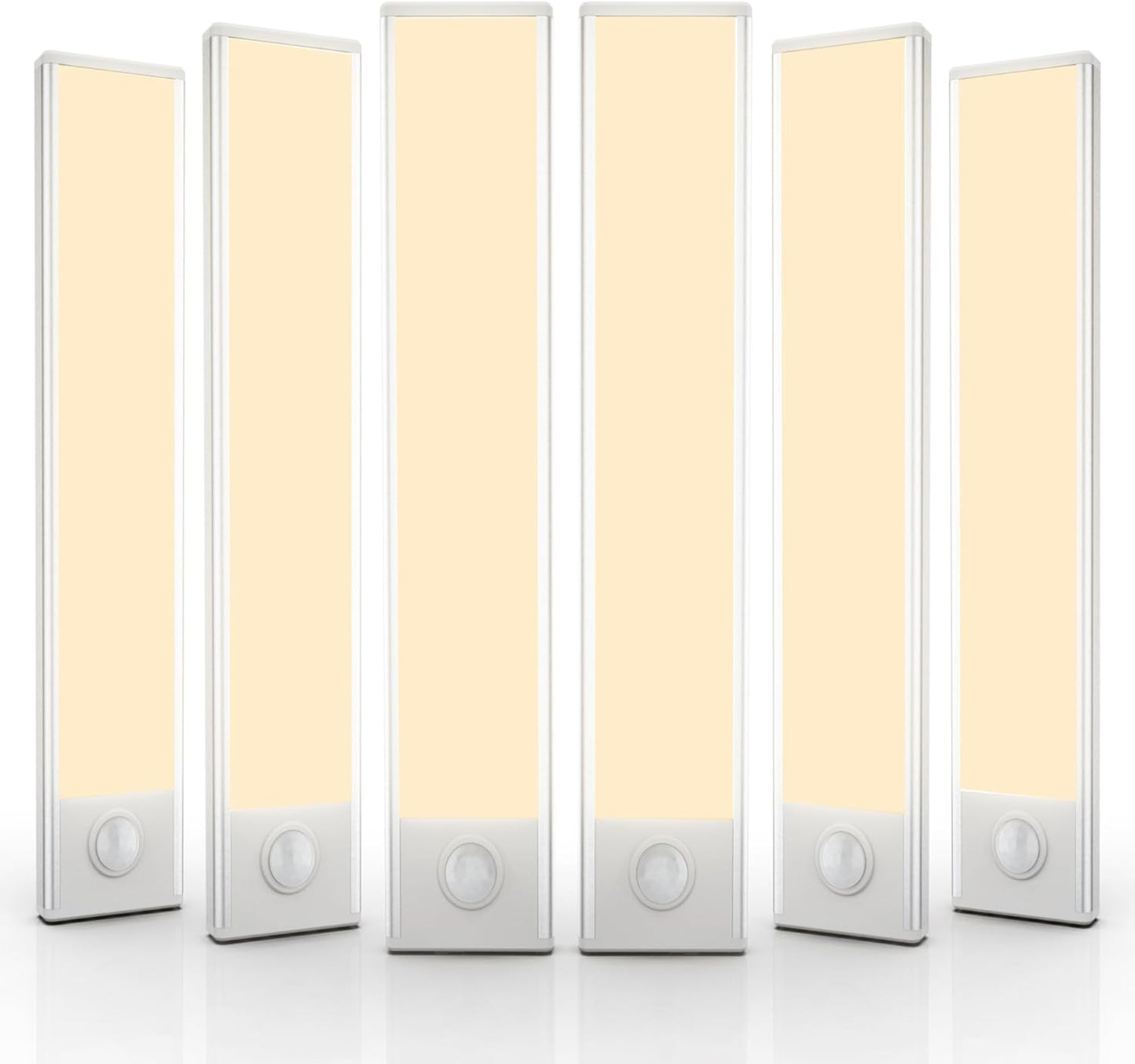 6 Pack Under Cabinet Lighting Wireless, 50 LED Rechargeable Battery Motion Sensor Light Indoor, Stick On Magnetic Closet Lights, Under Counter Lights for Kitchen, Stairs, Warm 12 in