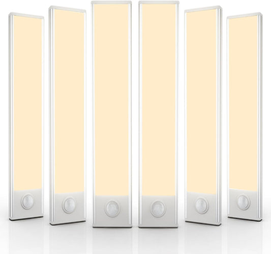 6 Pack Under Cabinet Lighting Wireless, 50 LED Rechargeable Battery Motion Sensor Light Indoor, Stick On Magnetic Closet Lights, Under Counter Lights for Kitchen, Stairs, Warm 12 in