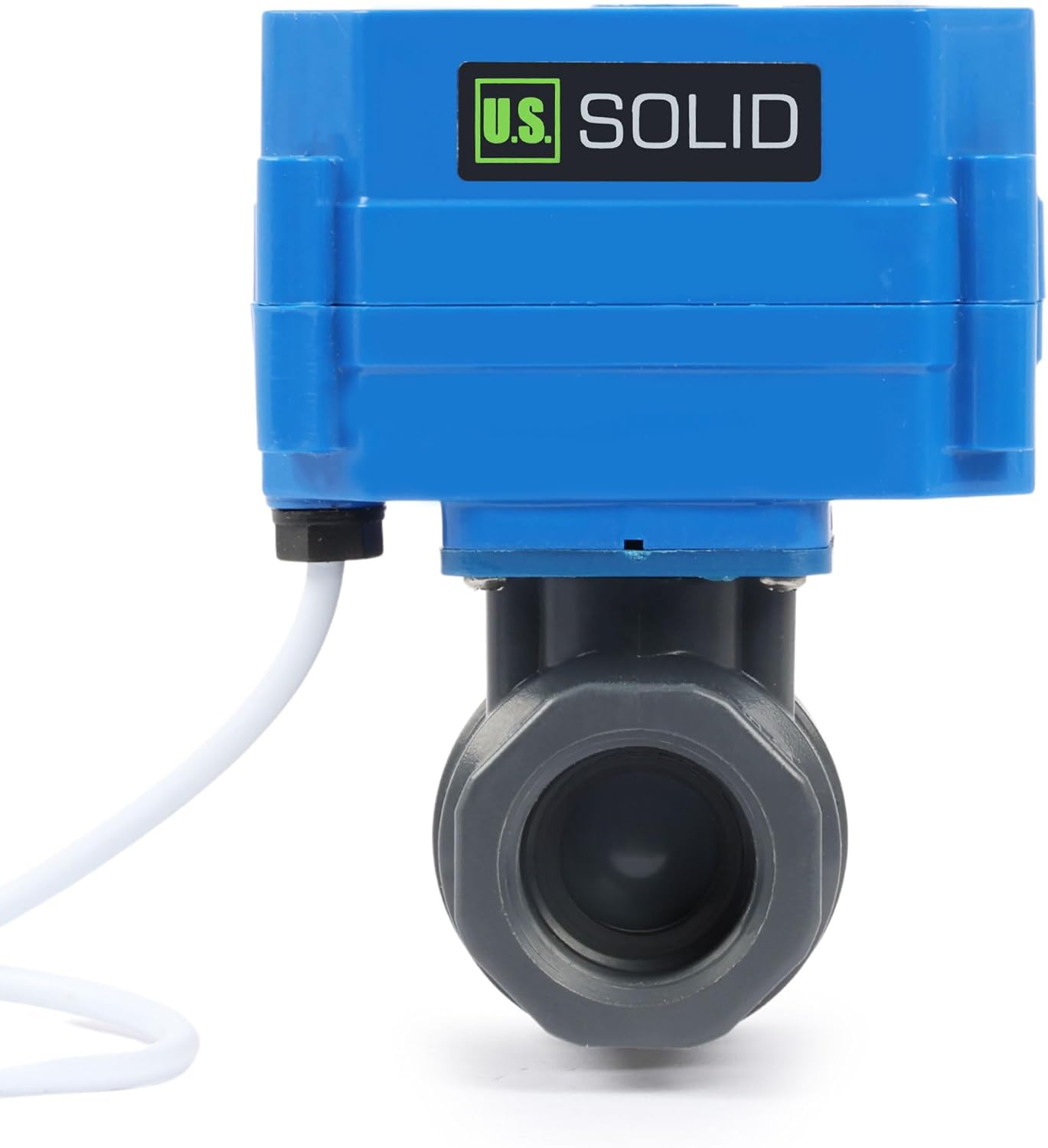 U.S. Solid 3/4" UPVC Motorized Ball Valve - Plastic Electrical Ball Valve with Standard Port, 2 Wire Auto Return, 110V AC, Normally Closed