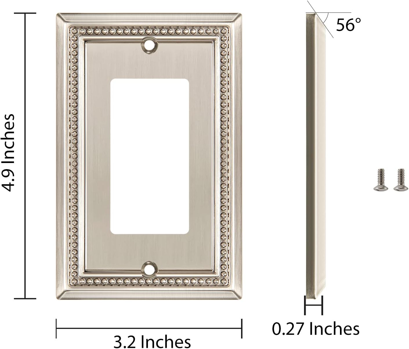 Henne Bery Sunken Pearls Heavy Duty Decorative Wall Plate Switch Plate Outlet Cover (Single Decorator, 3 Pack, Satin Nickel)
