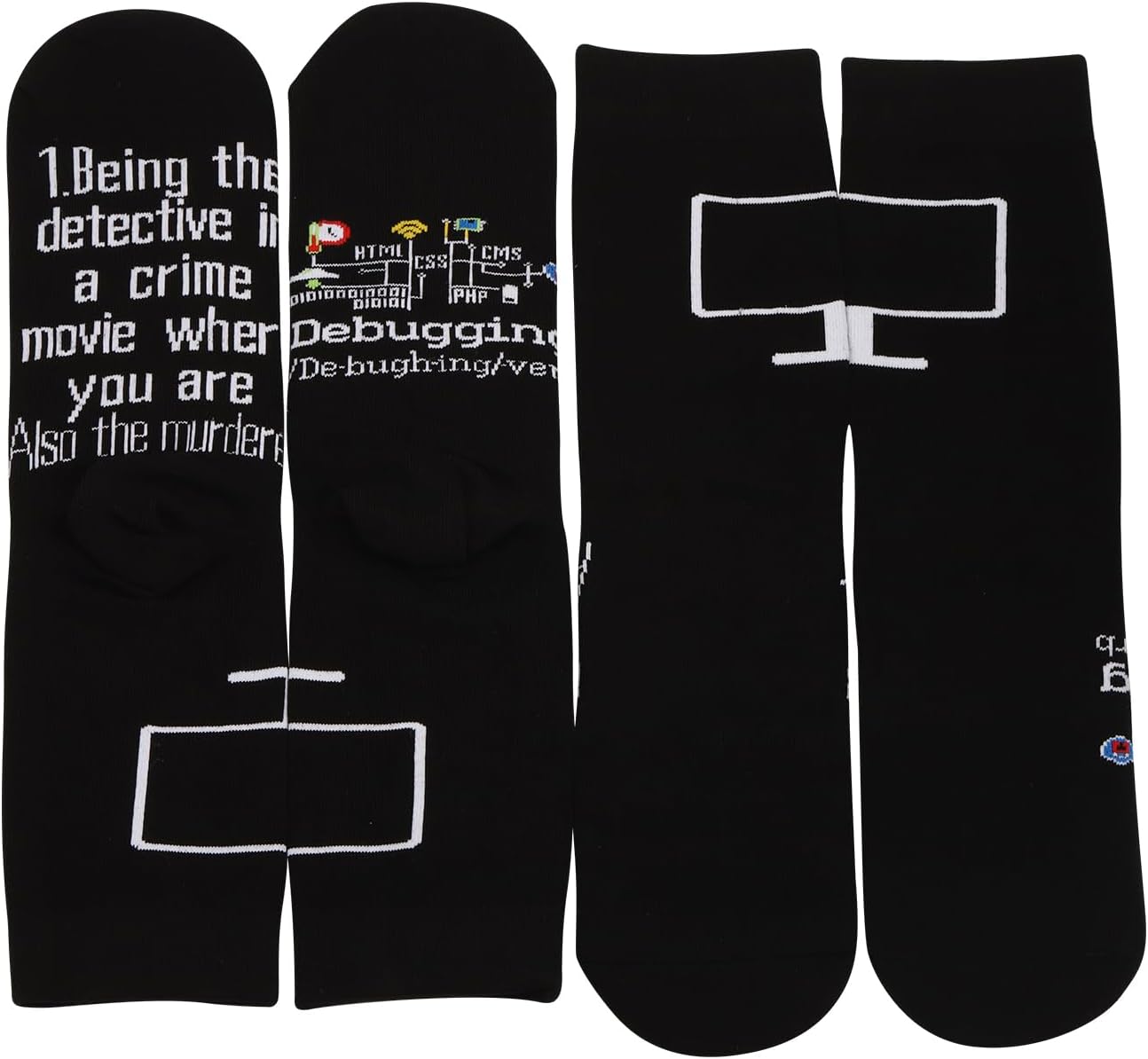 MBMSO 2 Pair Debugging Definition Socks Computer Programmer Gift IT Coder Gift Teacher Student Funny Coding Programming Socks