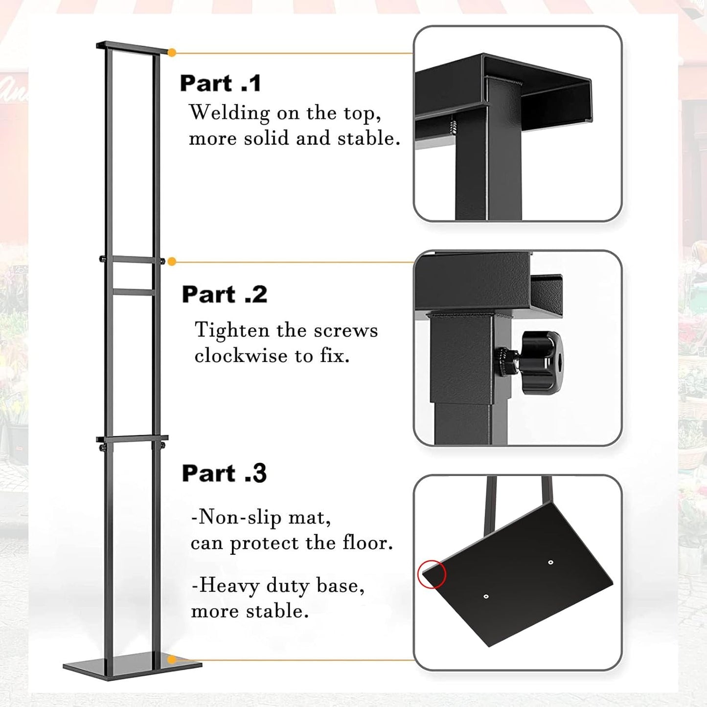 Display Stand Sign Holder,Heavy Duty Adjustable Pedestal Sign Stand Up to 75 inch,Double-Sided for Board & Foam Sign,Sign Stand with Base,Fit Wedding,Restaurant or Business(Poster not Included)
