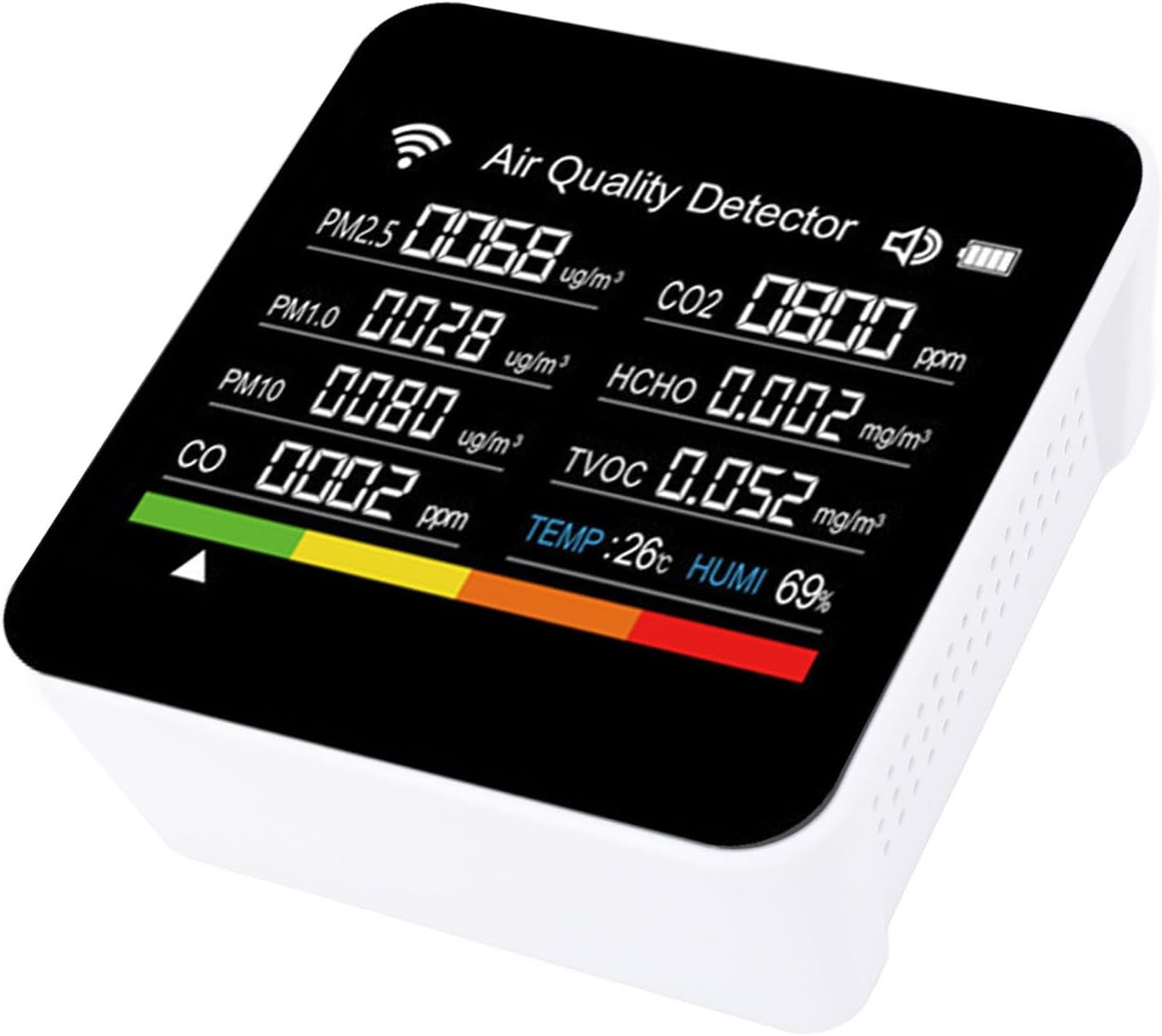 MAVIS LAVEN Smart Air Quality Detector, Portable 14 in 1 Indoor Monitor with Sensors for PM2.5 VOCs Temperature Humidity for Home Office Travel