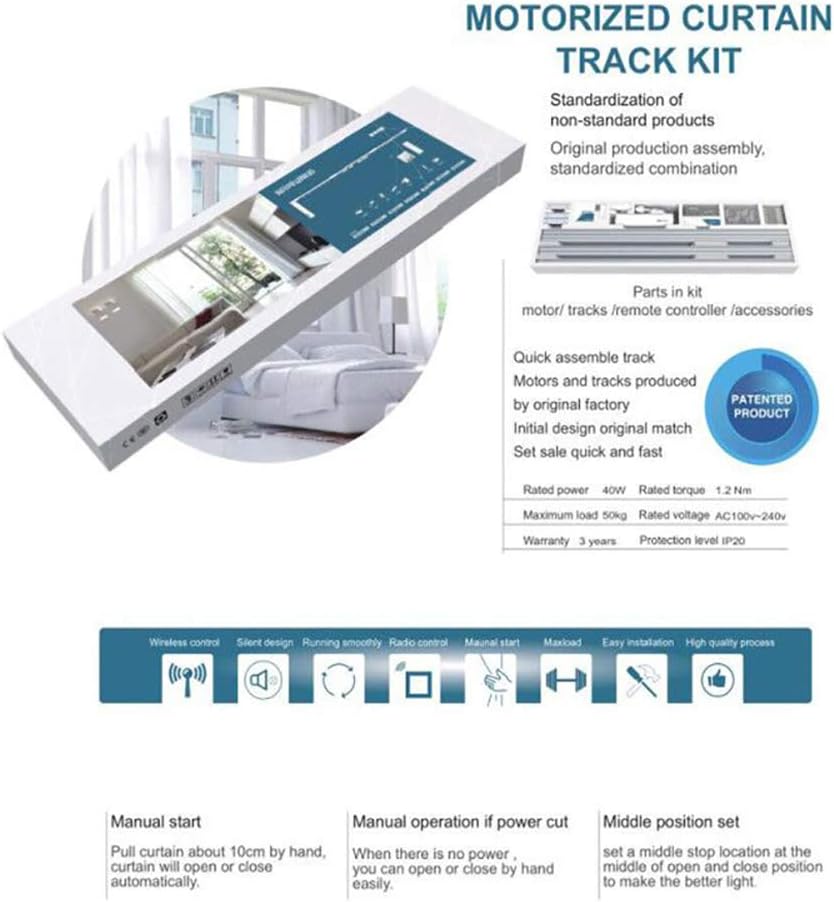 OlideSmart DIY WiFi Smart Automatic Curtain Motor Track System, Automatic Curtain Motor, Blinds Tracks, Length can be Customized (White, 5.2m)