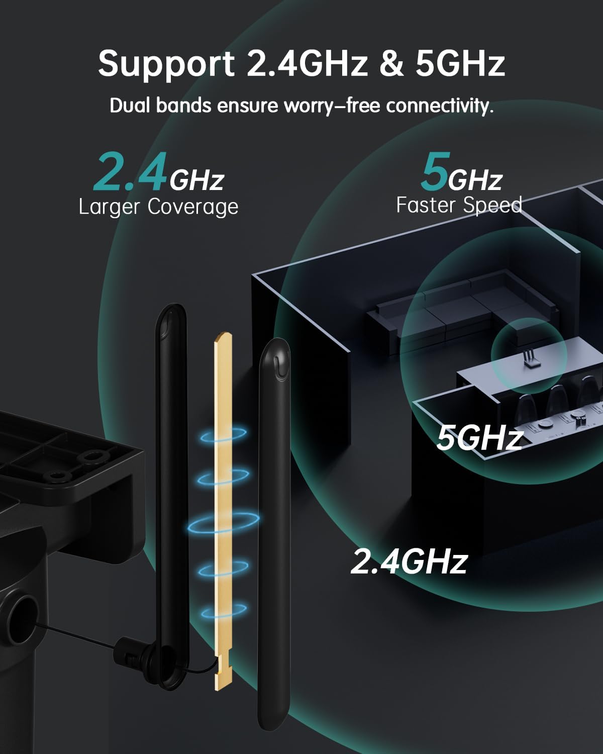 ZUMIMALL 5MP 5G WiFi Security Camera 2-Pack Black, 24/7 Recording, 360° PTZ Auto Tracking, Support SD Storage, Color Night Vision, AI Detection, 2-Way Talk, Compatible with Alexa & Cloud Edge