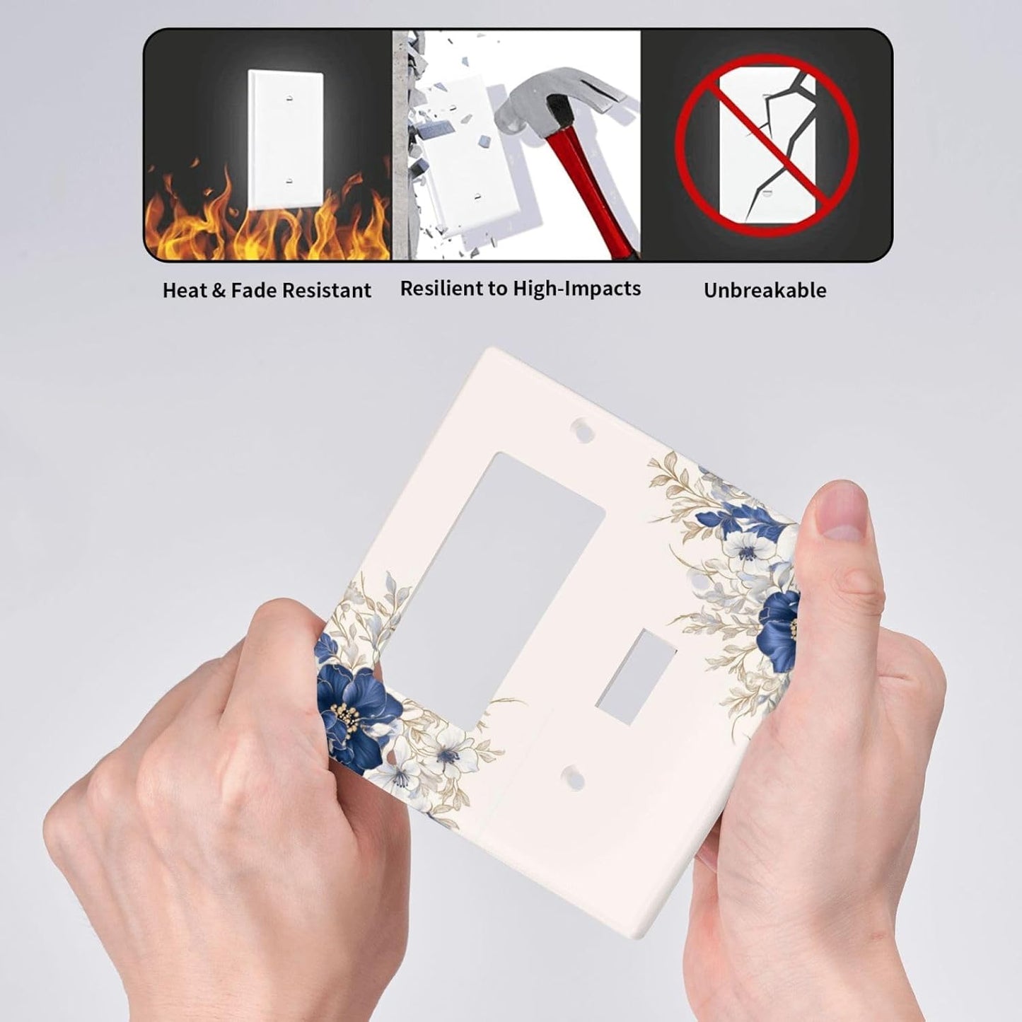 Decorative Outlet Covers Rustic Blue White Flowers Floral Penoy 2 Gang 1 Gang Wall Plate Cover Single Toggle Rocker Combo Light Switch Cover Plate Face Plate