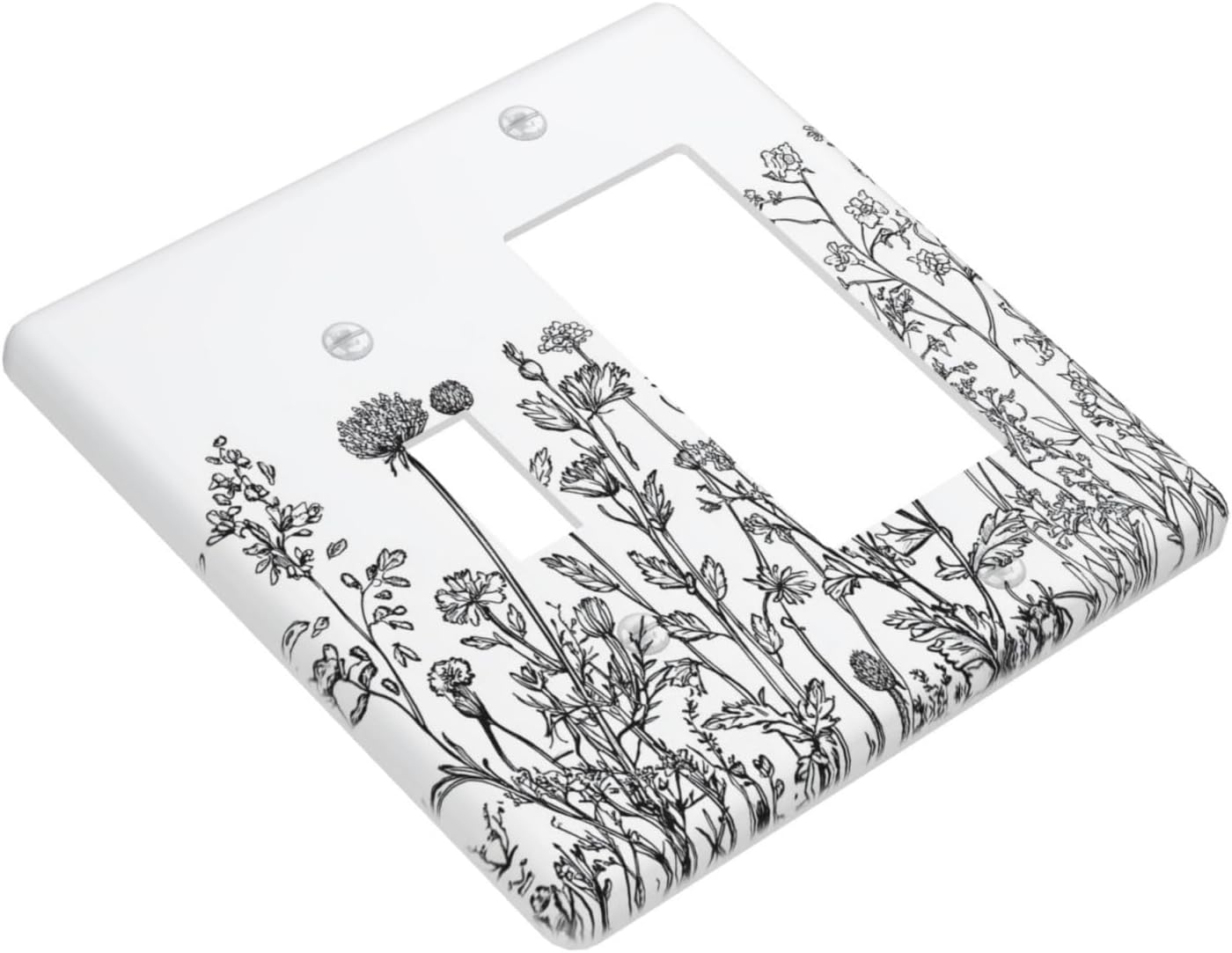 Outlet Covers Floral Wildflower Rustic Plant Leaves 1 Toggle 1 Rocker Combination Decorative Wall Plate Electrical Switch Plates Light Switch Cover Plate For Farmhouse Cabin Decor