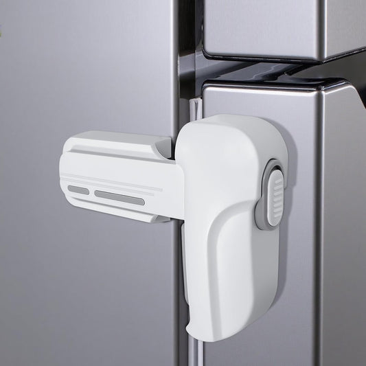 Fridge Lock for Kids, Childproof Refrigerator Door Lock, Fridge Latch with 3M Adhesive, Freezer Locks Automatically Closed, No Drill No Screw, More Security for Kids/Pets (2 Pack, White)
