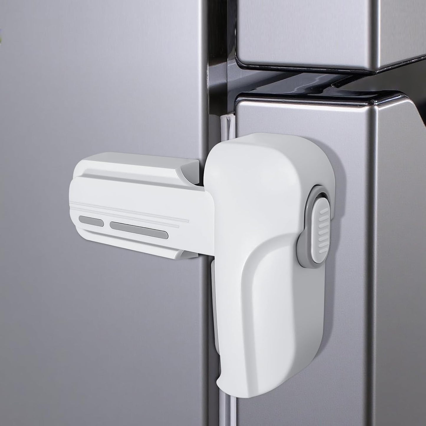Fridge Lock for Kids, Childproof Refrigerator Door Lock, Fridge Latch with 3M Adhesive, Freezer Locks Automatically Closed, No Drill No Screw, More Security for Kids/Pets (1 Pack, White)