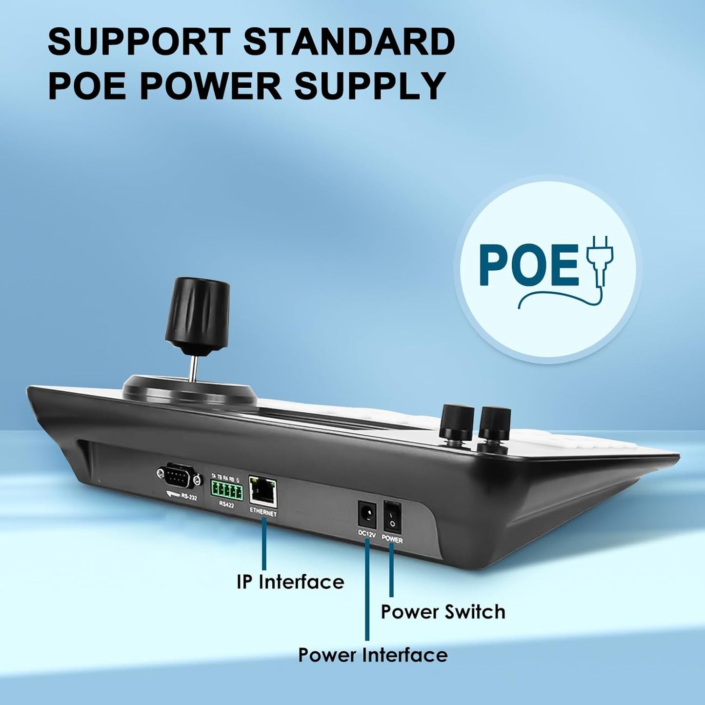 PTZ Controller,Camera Controller POE Network 4D Joystick Decoding Keyboard with 5 Inch LCD Screen Compatible with Dome IP Camera