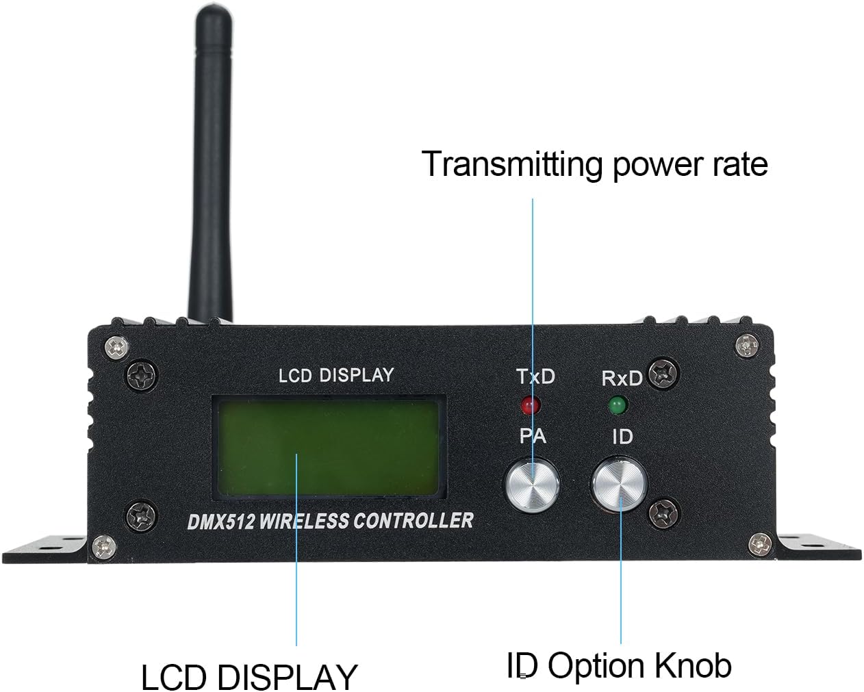LIXADA DMX512 2.4G Wireless Controller Transmitter Receiver Adjustable Repeater Lighting Controller LCD Display Power 35 Groups ID Coding for Party DJ Show Club LED Stage Disco KTV Stage Light