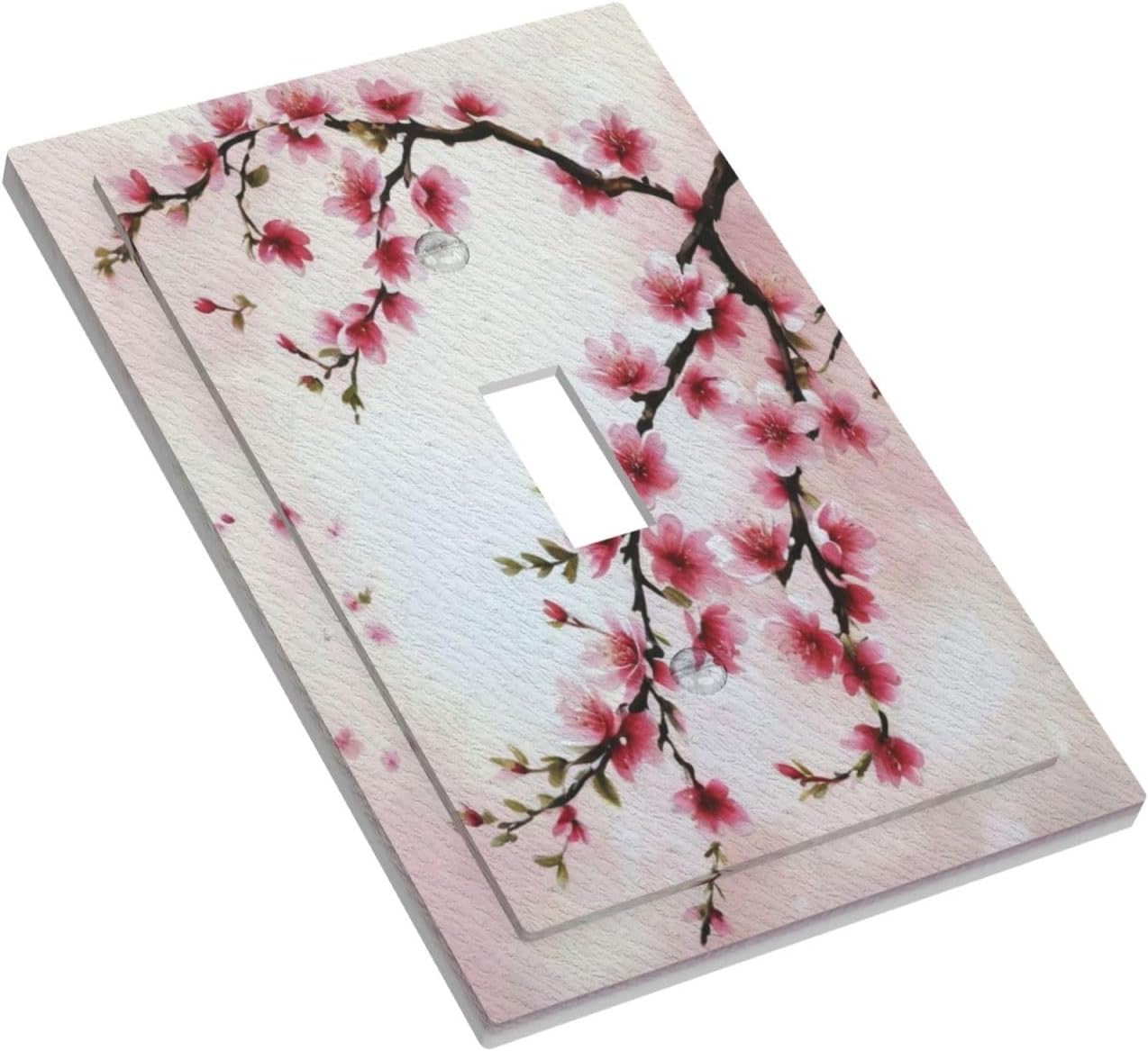 Branch with Pink Flowers Light Switch Covers 1 Gang Single Toggle Wall Plate Decorative Switchcover Electrical Switchplate for Country Living Decor
