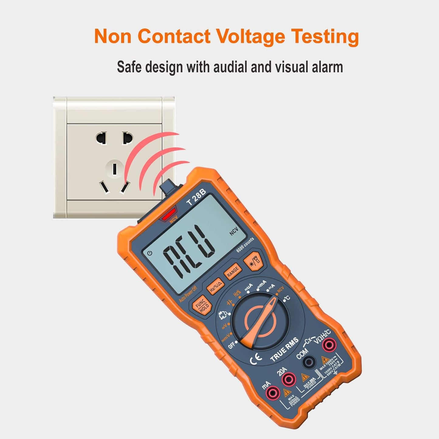True RMS Digital Multimeter Tester, Auto-Ranging AC DC 20A Ohmmeter 1000V Voltmeter with NCV, Measure Voltage Current Amp Resistance Diode Continuity Duty-Cycle Capacitance Temperature, for Home Auto