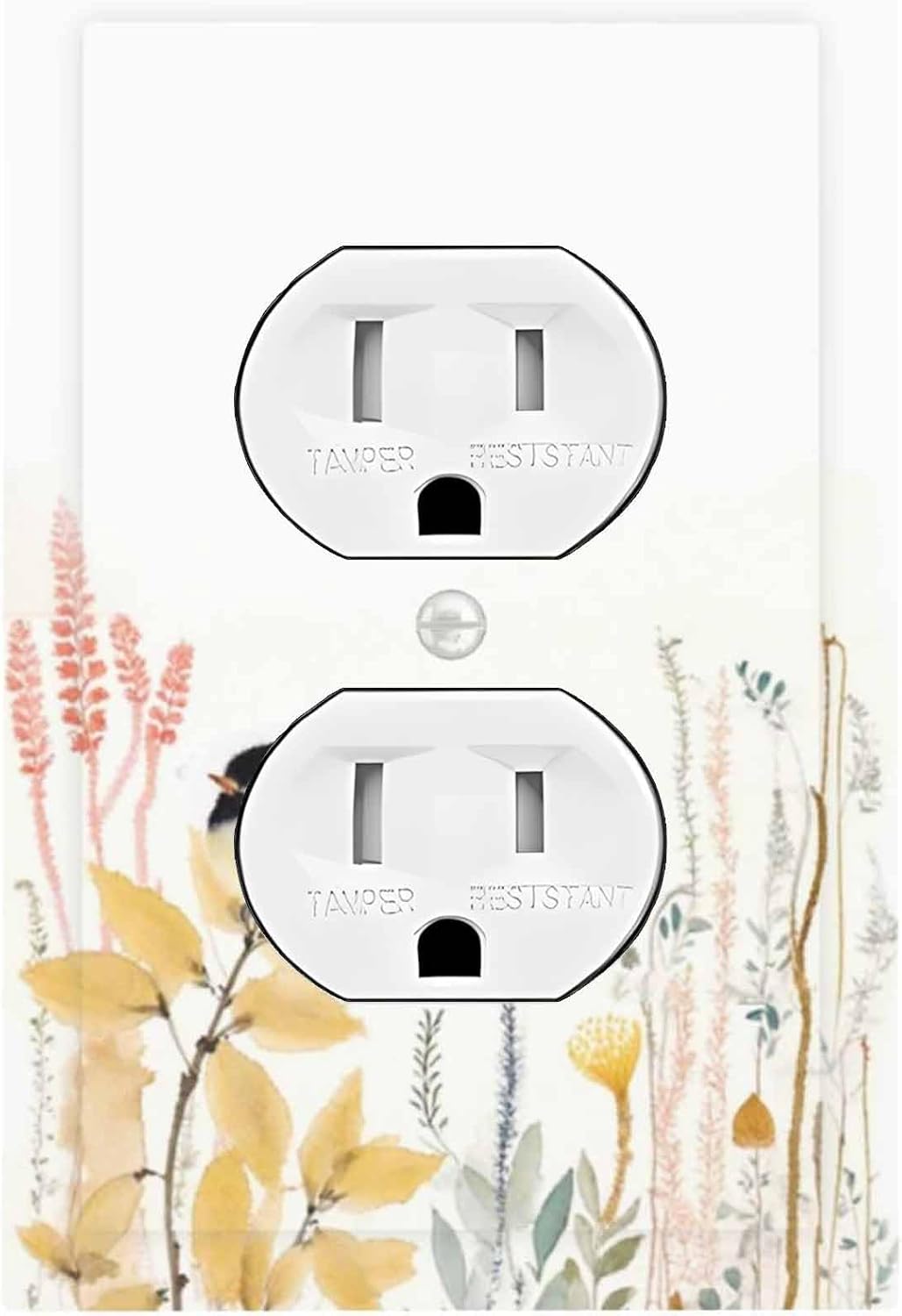 Outlet Covers Colorful Floral Watercolour Cuddly Bird 1 Gang Duplex Light Switch Cover Decorative Switch Plates Electrical Receptacle Faceplate Wall Plate For Bed Room Living Room Decor