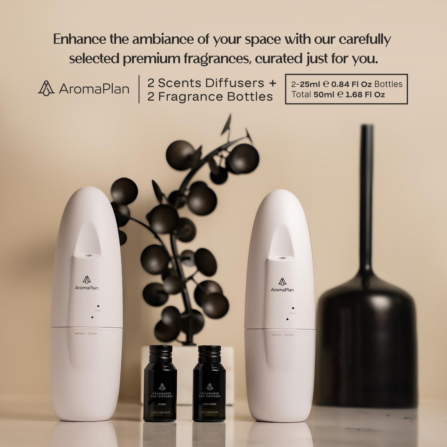 AromaPlan 5 Star Collection Plug in Waterless Diffuser (2 Fragrances Included)-Cold Air & Waterless Diffusers for Home & Office- Silent Wall Diffuser Plug in (2 Devices +2 Scents)