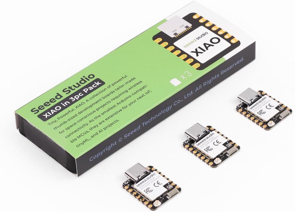 XIAO MG24 Sense 3PCS Pack - Silicon Labs EFR32MG24, Matter Native Over Thread/BLE 5.3, Arduino Compatible, 1.95μA Ultra-Low-Power, On-Board IMU/Micphone/Antenna, 19 GPIOs