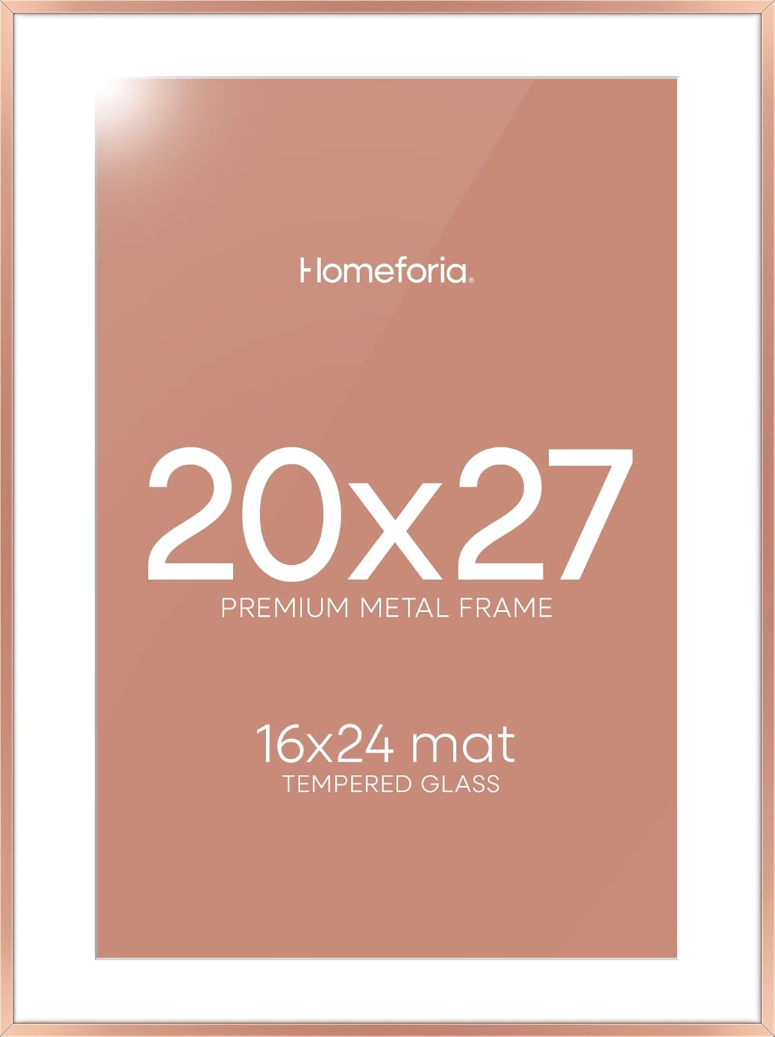Homeforia 20x27 Picture Frame Silver, High End Metal 20x27 Frames with Mat 16x24 for Photo, 20 x 27 Silver Poster Frame Matted to 16 x 24 Print, 27x20 Hanging Frame, Tempered Glass, Wall Kit, Set of 1