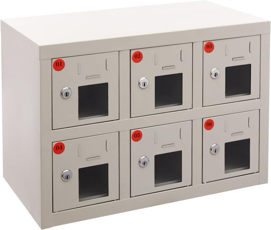 6 Door Cell Phone Locker with Charging Station, Rechargeable Mobile Device Phones Storage Cabinet with Anti-Interlocking Lock for Office Classroom Hotel (6 Slots)