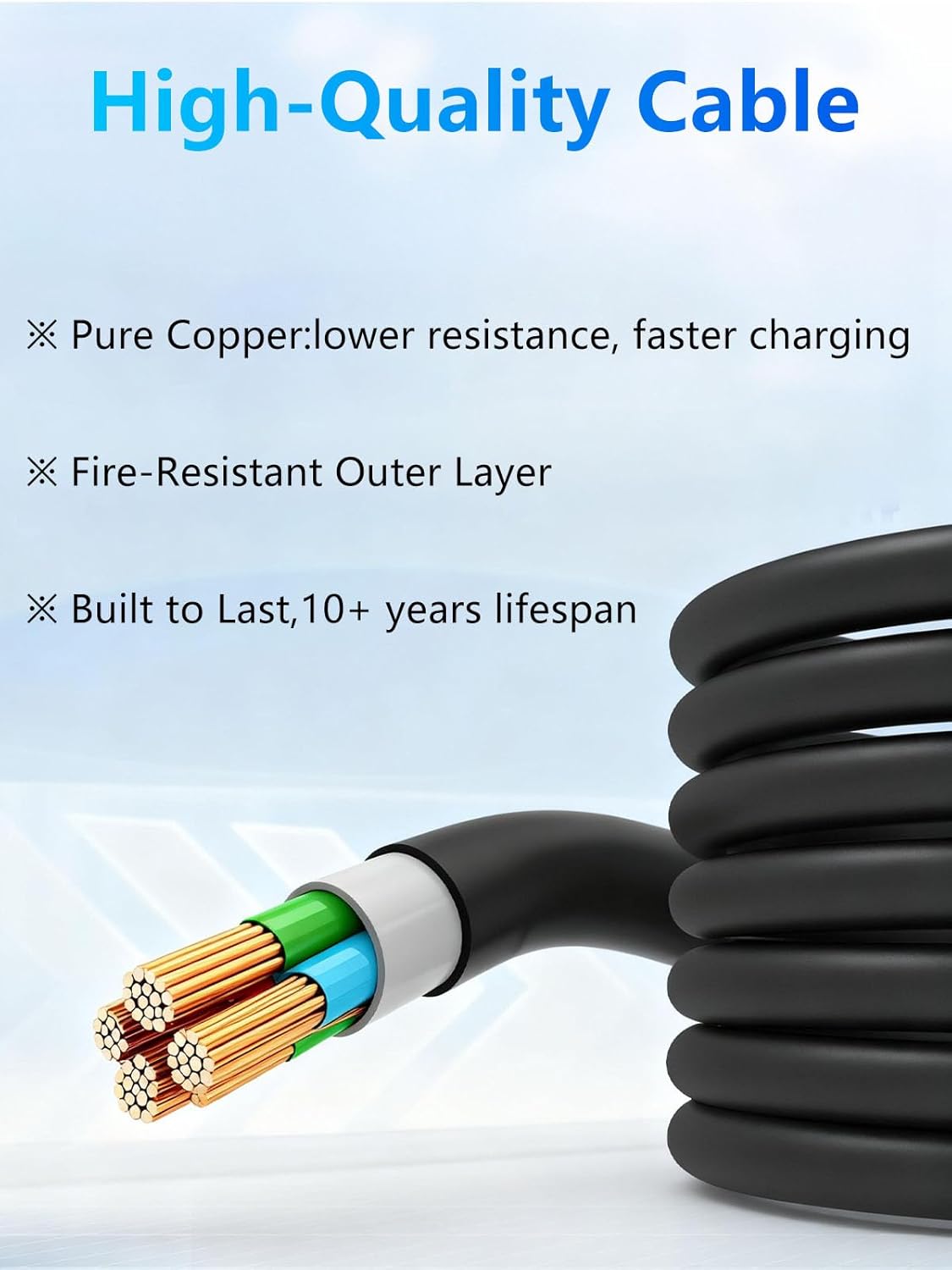 40Ft Cord EV Charger, 16Amp 110V/240V Portable Level 1 Level 2 Electric Vehicle Charging Station with NEMA 6-20 Plug & NEMA 5-15 Adapter for J1772 Electric Cars