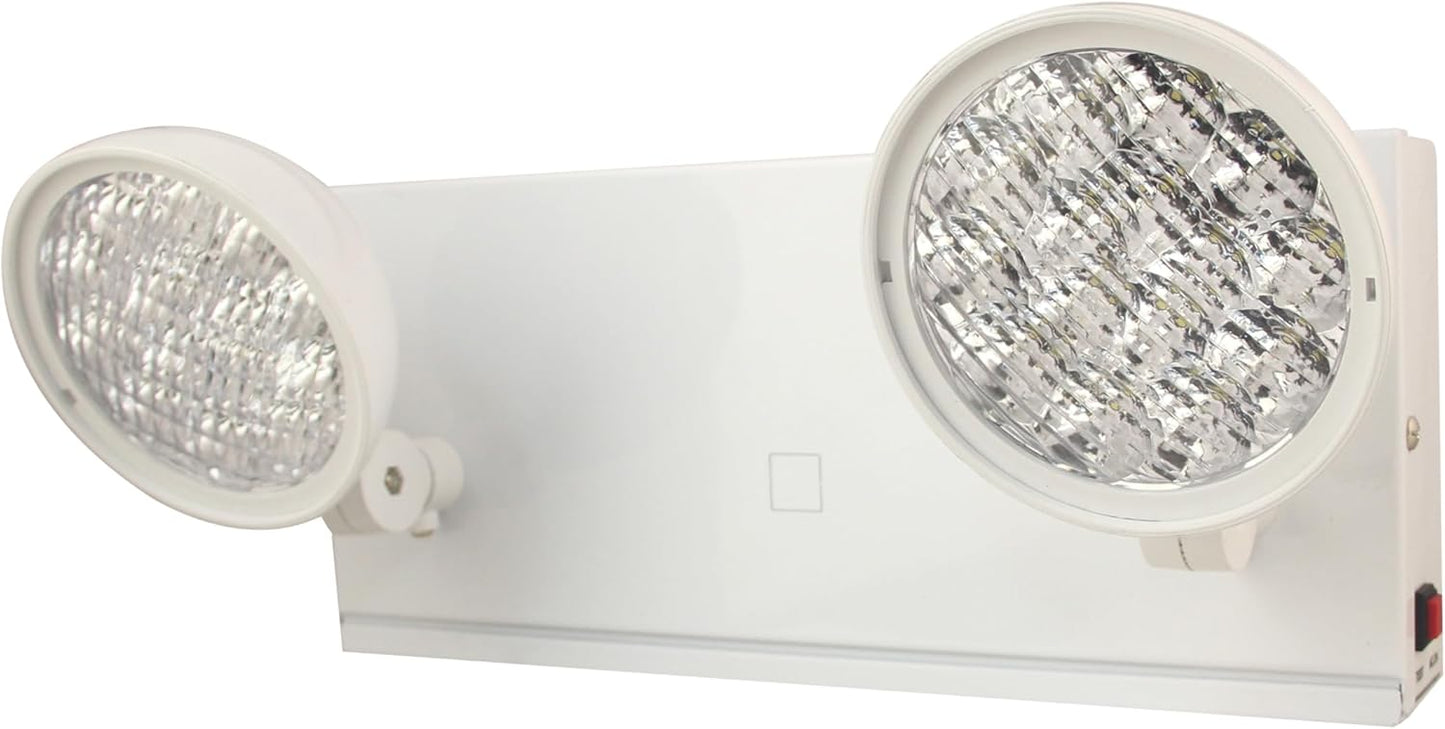 TANLUX New York City Approved Emergency Light, Emergency Lights with Battery Backup, White Steel Housing, AC 120/277V, Two Heads On Front Shell