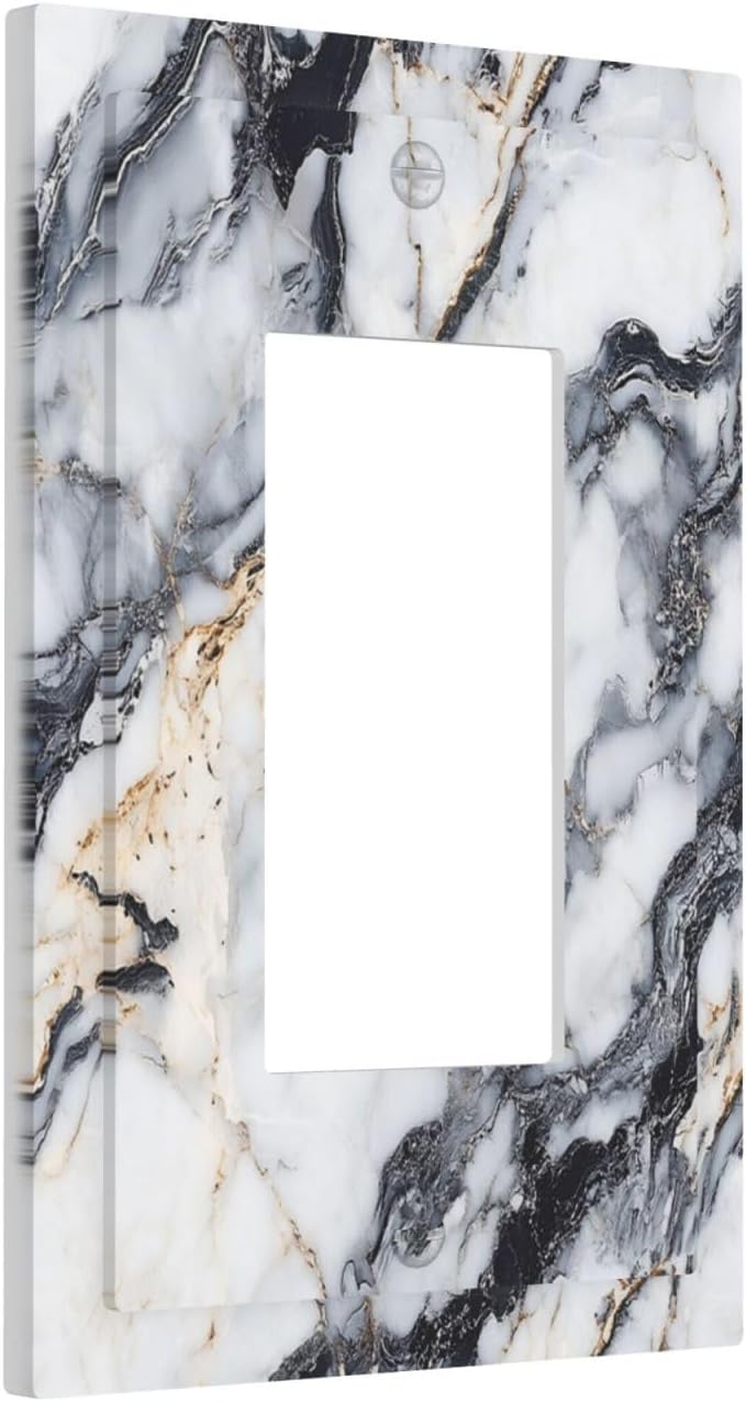 Decorative Outlet Covers Black Gold Marble Abstract Modern Luxury 1 Gang Single Rocker Light Switch Cover Plate GFCI Wall Plates Electrical Switch Plate Cover for Bedroom Home Decor