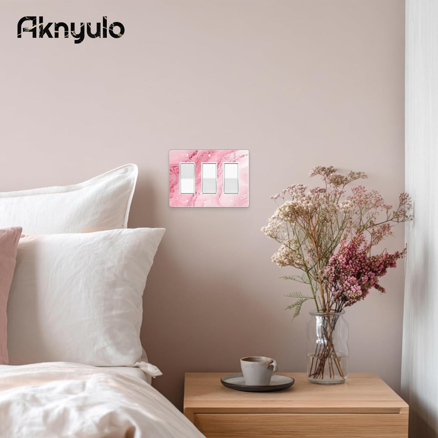 Abstract Pink Marble Design Acrylic Light Switch Plate Acrylic Decorative Wall Outlet Cover Switch Plates Triple Wall Plates